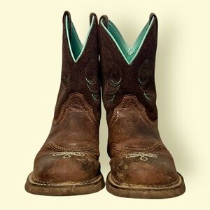 Ariat Fatbaby Women’s 8.5B Heritage Dapper Western Boot Brown Teal Rodeo